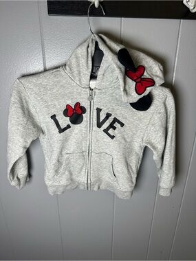 GAP Disney mini mouse love  Gray Zip-Up Hoodie with Red Bow Accents girls 5t